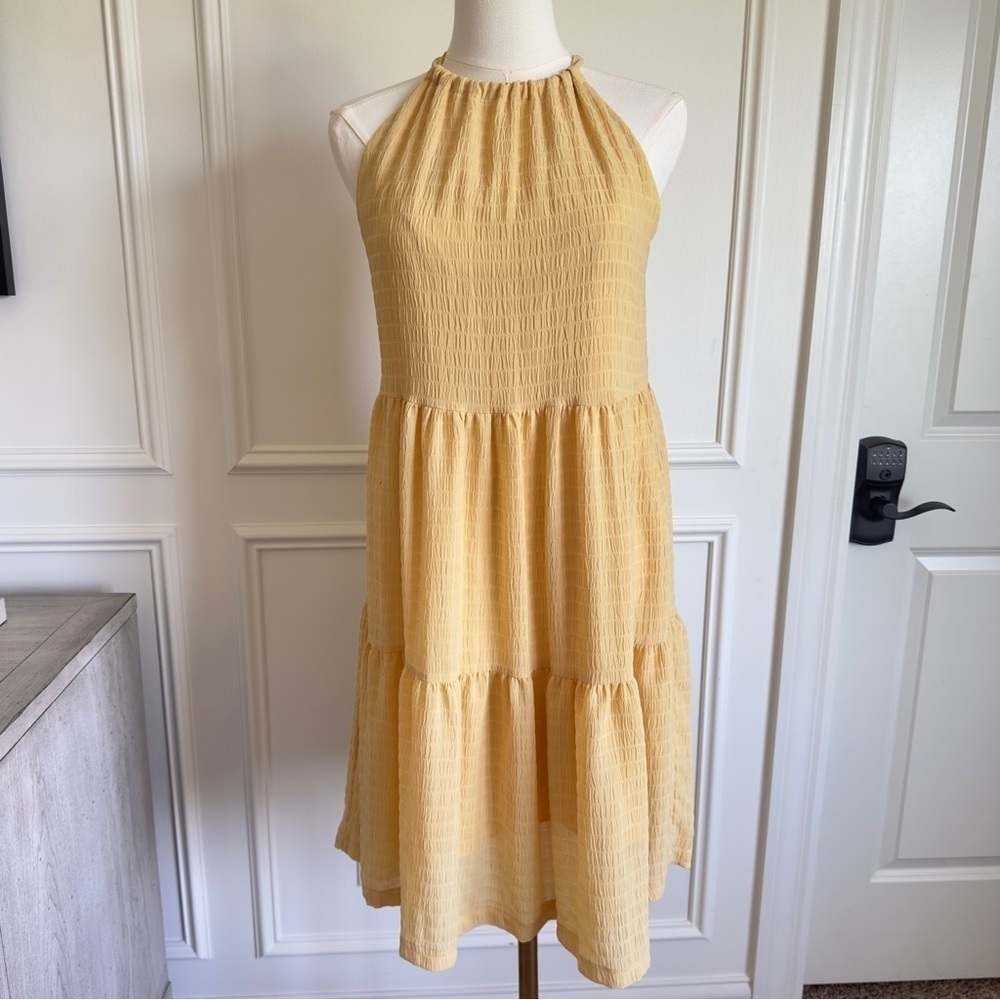 A New Day Chic Yellow Halter Tiered Women's Dress Size XS